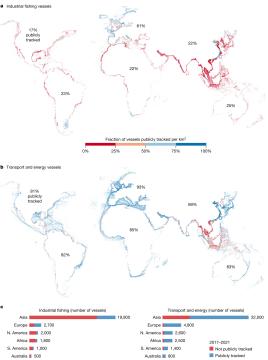 Abbildung: Etwa 75 % der weltweiten industriellen Fischerei und 25 % der sonstigen Schiffstätigkeit werden nicht öffentlich erfasst.